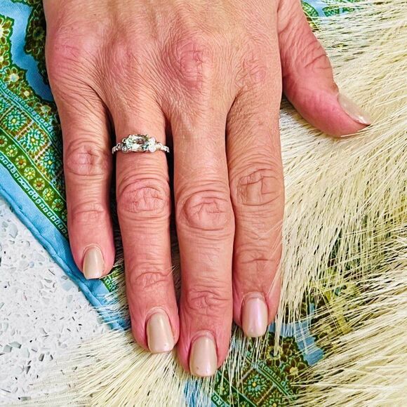 Natural Aquamarine Diamond Ring 6.5 14k W Gold 1.46 TCW Certified $2,950 217850 - Picture 4 of 8